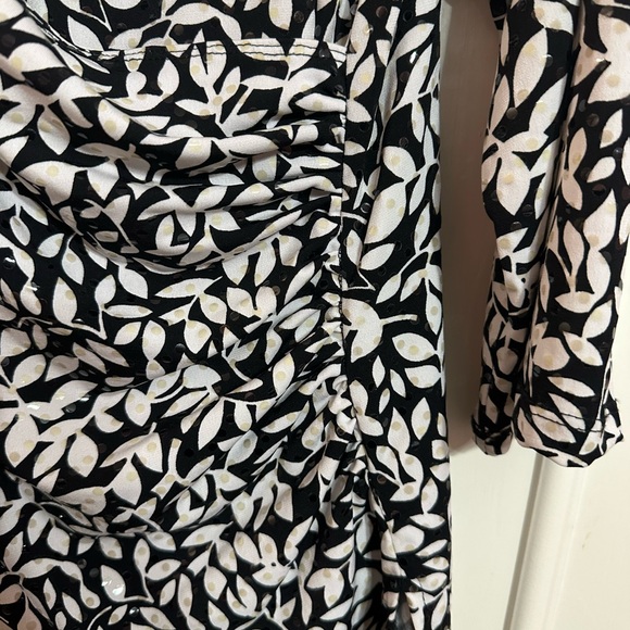 MSK Monochrome Leaf Print Wrap Blouse - Picture 4 of 5